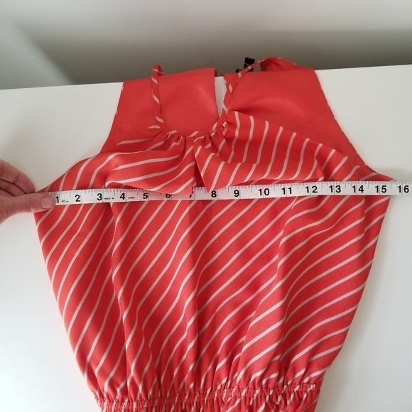 Express Orange and Cream Striped Halter Shift Dress with Keyhole Detail, Size XS - Picture 4 of 10